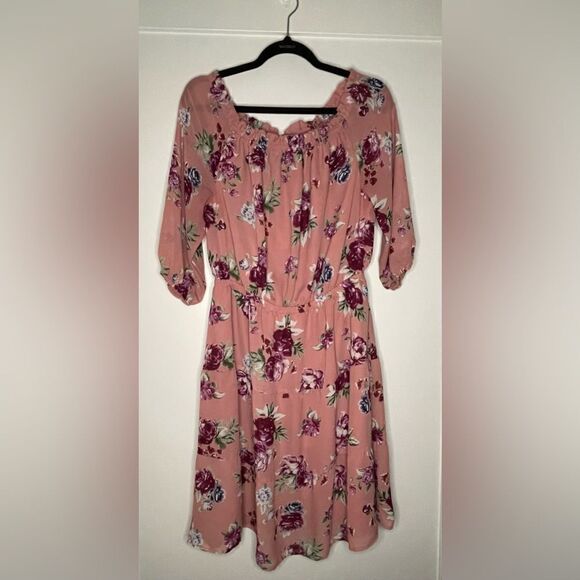 D14 Lane Bryant Size 12 Lined Floral Tiered Dress Elastic Neck and Waist - Picture 1 of 6